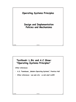 Operating Systems Principles Design and Implementation Policies And