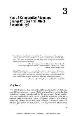 Has US Comparative Advantage Changed? Does This Affect Sustainability?