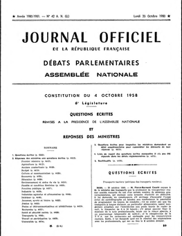 Journal Officiel Du Lundi 20 Octobre 1980