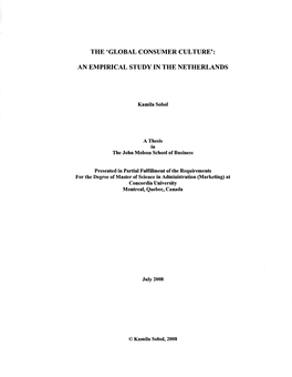 The Global Consumer Culture': an Empirical Study