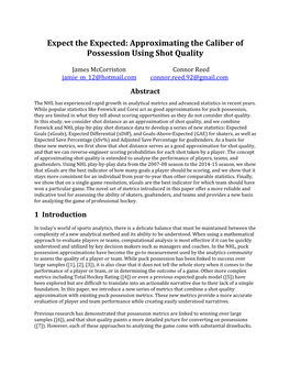 Expect the Expected: Approximating the Caliber of Possession Using Shot Quality