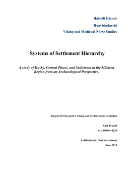 Systems of Settlement Hierarchy