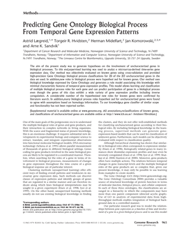 Predicting Gene Ontology Biological Process from Temporal Gene Expression Patterns Astrid Lægreid,1,4 Torgeir R