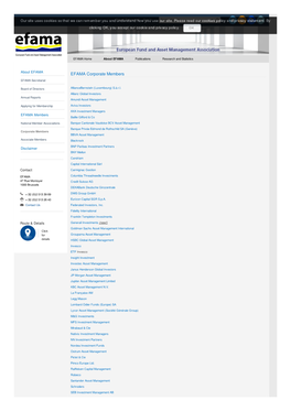 About EFAMA Publications Research and Statistics