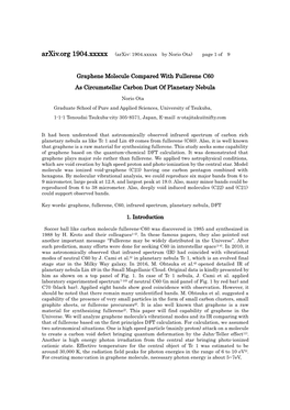 Graphene Molecule Compared with Fullerene C60 As Circumstellar