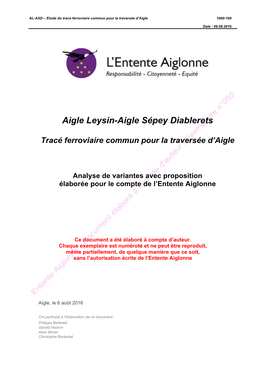 Aigle Leysin–Aigle Sépey Diablerets. Tracé Ferroviaire Commun Pour La