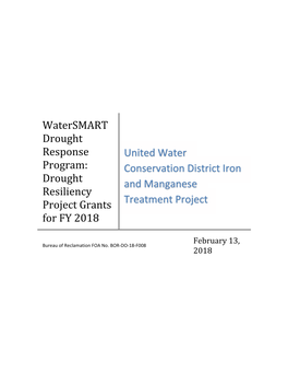 United Water Conservation District Iron and Manganese Treatment Project Proposal Contents (Cont'd)