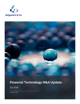 Financial Technology M&A Update