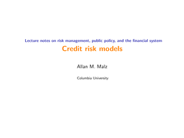 Credit Risk Models