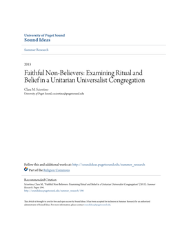 Examining Ritual and Belief in a Unitarian Universalist Congregation Clara M