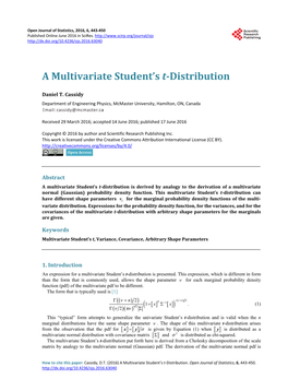 A Multivariate Student's T-Distribution