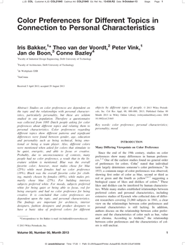 Color Preferences for Different Topics in Connection to Personal Characteristics