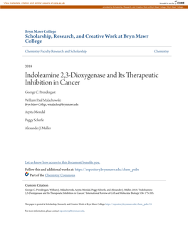 Indoleamine 2,3-Dioxygenase and Its Therapeutic Inhibition in Cancer George C