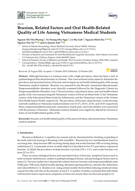 Bruxism, Related Factors and Oral Health-Related Quality of Life Among Vietnamese Medical Students