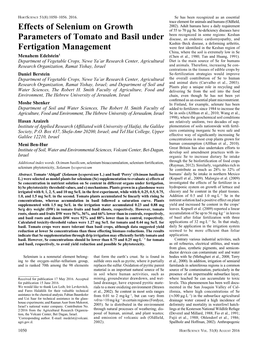 Effects of Selenium on Growth Parameters of Tomato and Basil