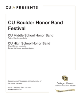 CU Boulder Honor Band Festival