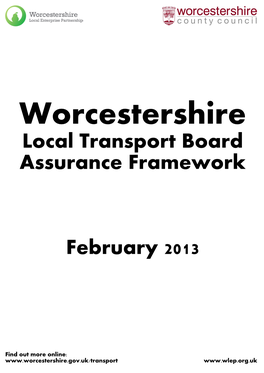 Worcestershire Local Transport Board Framework