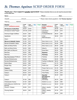 Scrip Order Form