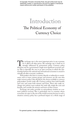 Currency Politics: the Political Economy of Exchange Rate Policy