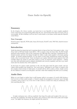 Game Audio Via Openal