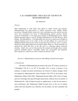 A. R. Fakhruddin: the Face of Tasawuf in Muhammadiyah
