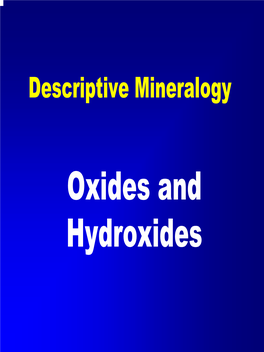 Descriptive Mineralogy