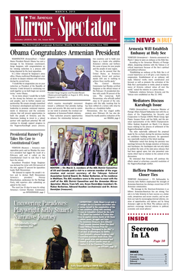 Seeroon in LA Obama Congratulates Armenian President