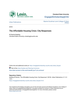 The Affordable Housing Crisis: City Responses