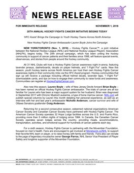 For Immediate Release November 1, 2018 20Th