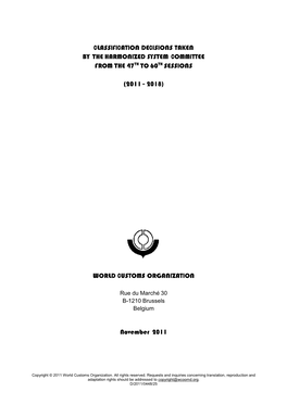 Classification Decisions Taken by the Harmonized System Committee from the 47Th to 60Th Sessions (2011