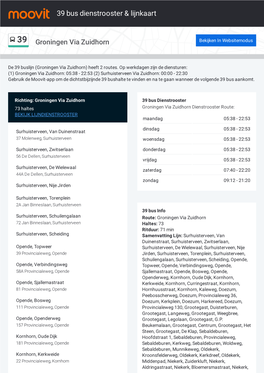 39 Bus Dienstrooster & Lijnroutekaart