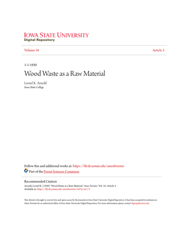 Wood Waste As a Raw Material Lionel K