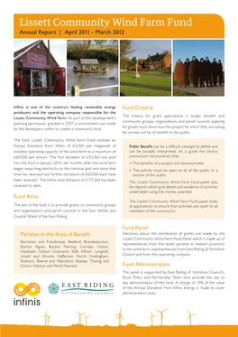 Lissett Community Wind Farm Fund Annual Report | April 2011 - March 2012