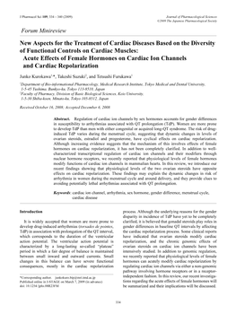 New Aspects for the Treatment of Cardiac Diseases Based on the Diversity of Functional Controls on Cardiac Muscles: Acute Effect