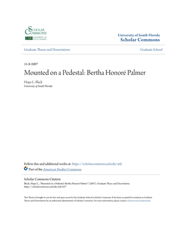 Mounted on a Pedestal: Bertha Honoré Palmer Hope L