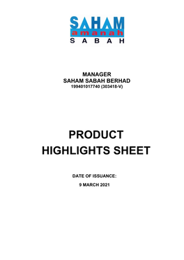 Product Highlights Sheet