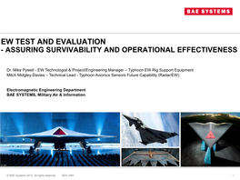 Ew Test and Evaluation - Assuring Survivability and Operational Effectiveness