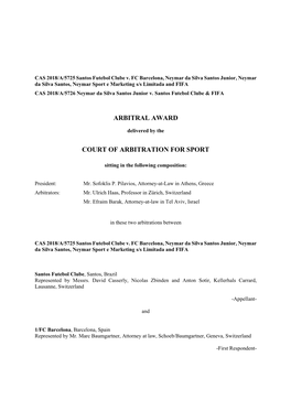CAS 2018/A/5725 Santos Futebol Clube V. FC Barcelona
