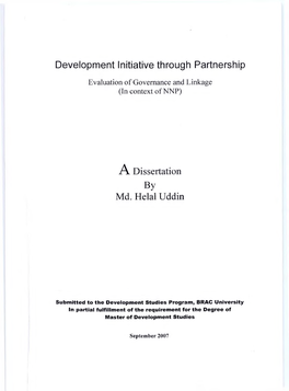 Development Initiative Through Partnership Evaluation of Governance and Linkage (In Context of NNP)