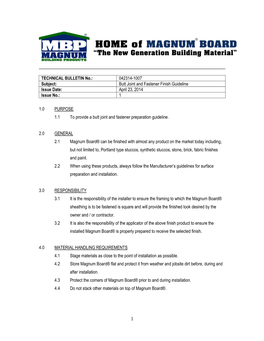 Butt Joint and Fastener Finishing Guidelines Issue 2