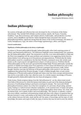 Indian Philosophy Encyclopædia Britannica Article