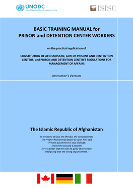 BASIC TRAINING MANUAL for PRISON and DETENTION CENTER WORKERS