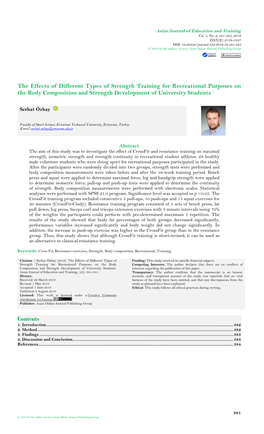 The Effects of Different Types of Strength Training for Recreational Purposes on the Body Composition and Strength Development of University Students