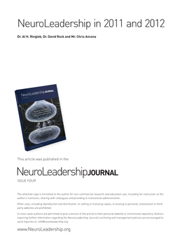 Neuroleadership in 2011 and 2012