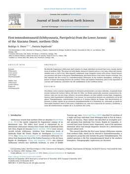 Ichthyosauria, Parvipelvia) from the Lower Jurassic of the Atacama Desert, Northern Chile T