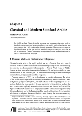 Classical and Modern Standard Arabic Marijn Van Putten University of Leiden