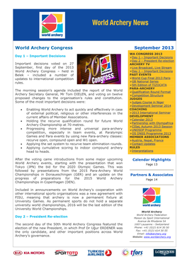 World Archery Congress September 2013