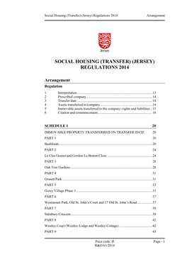 Social Housing (Transfer) (Jersey) Regulations 2014 Arrangement