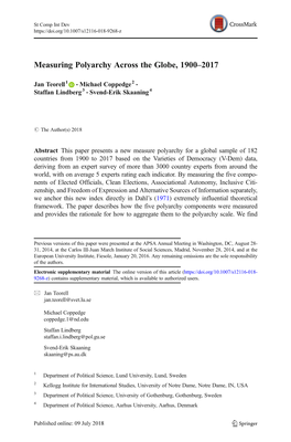 Measuring Polyarchy Across the Globe, 1900–2017