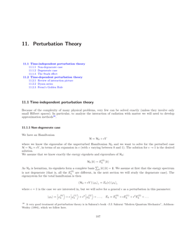 22.51 Course Notes, Chapter 11: Perturbation Theory